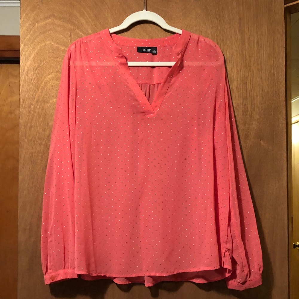 NWOT Sheer a.n.a. Blouse with Gold Embellishment
